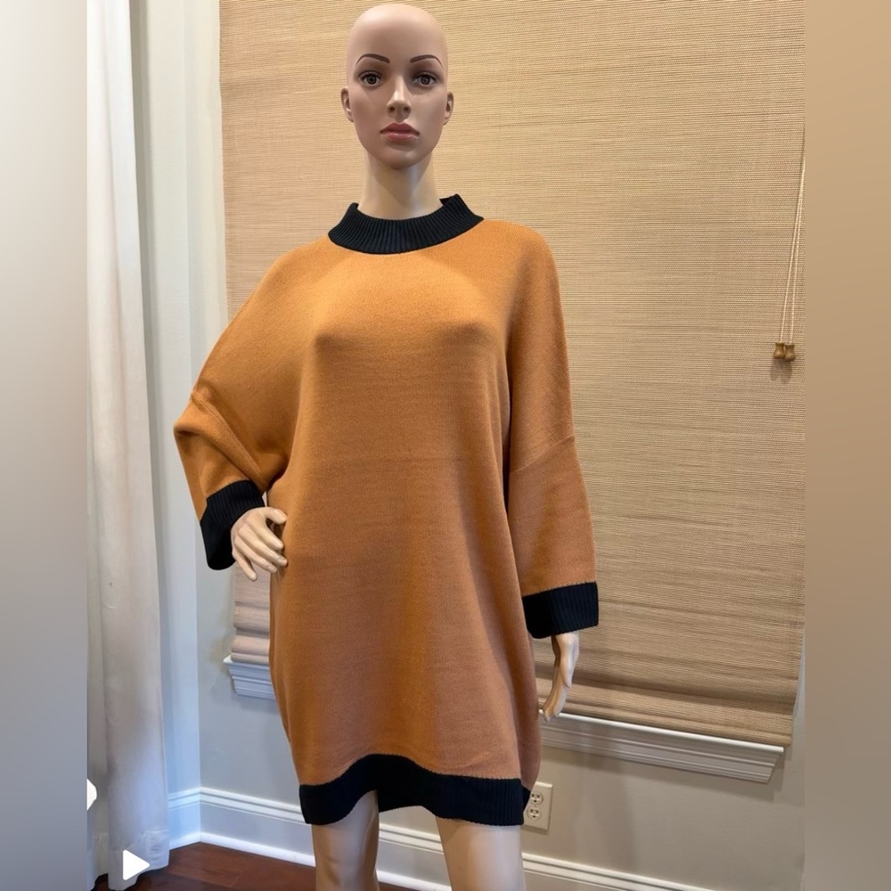 Vici Black and DarkTan Oversized Sweater Dress or Tunic